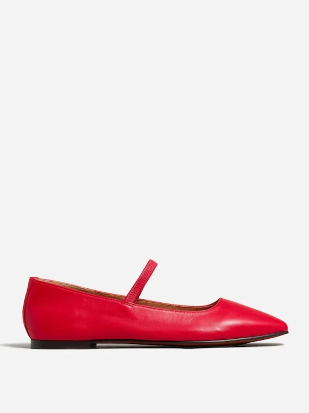 Madewell The Greta Ballet Flat Kilt Red Leather Mary Jane Square Toe Size 6.5 - Picture 2 of 11